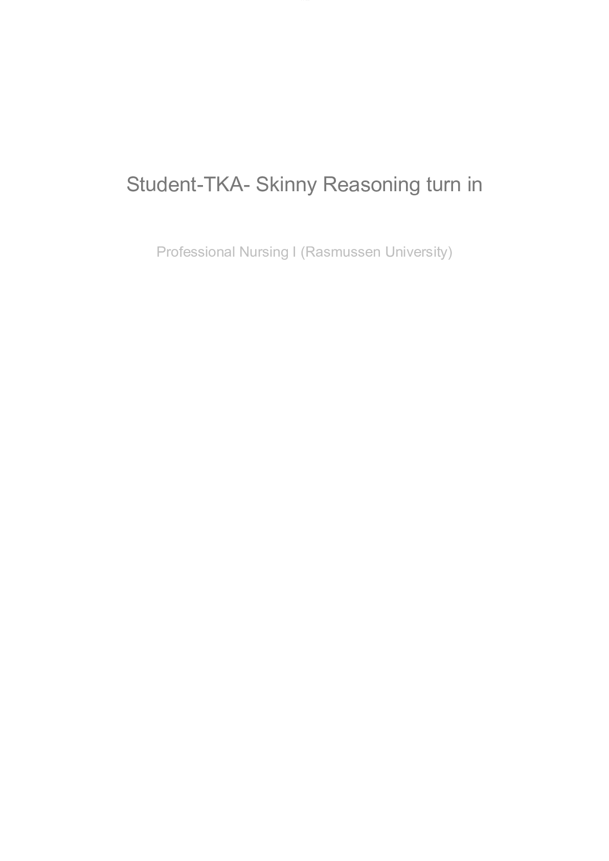 Preview image for Case Study Total Knee Arthroplasty (TKA) SKINNY Reasoning